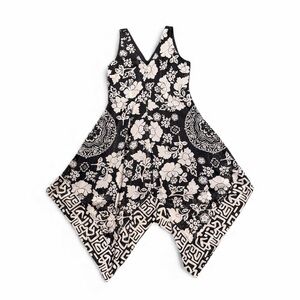 Floral Black and White Romper